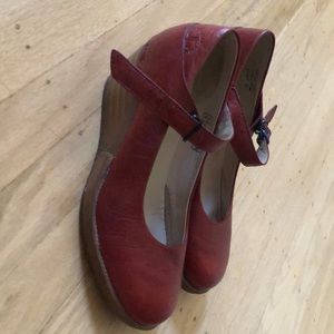 Real RARE dr marten red Mary Jane shoe wedge heel
